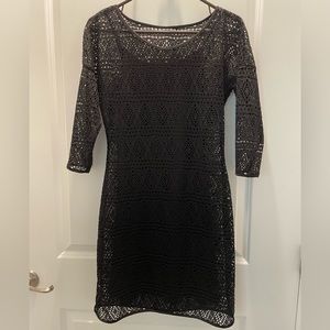 Express 3/4 Sleeve Black Dress, XS